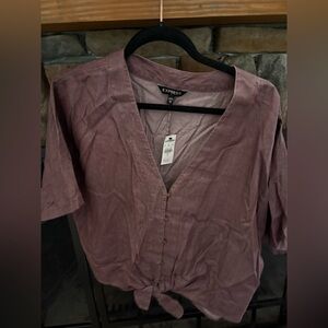 Express Dusty Rose V-Neck Blouse